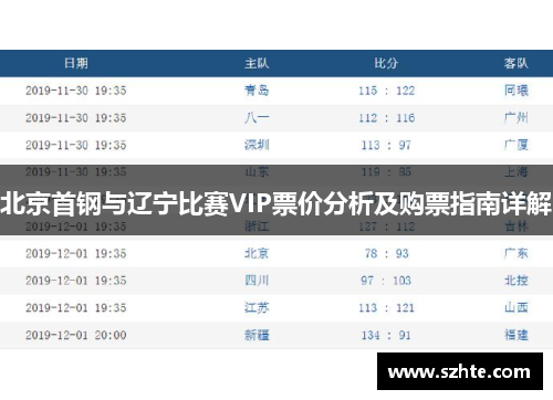 北京首钢与辽宁比赛VIP票价分析及购票指南详解