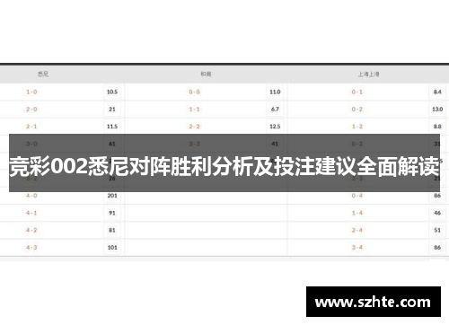 竞彩002悉尼对阵胜利分析及投注建议全面解读